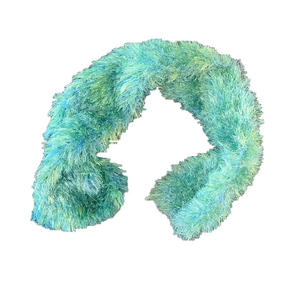 green and blue fuzzy teddy handmade short winter scarf